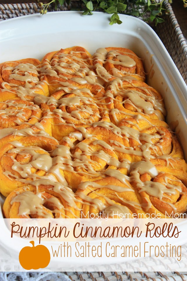Pumpkin Cinnamon Rolls with Salted Caramel Frosting 1